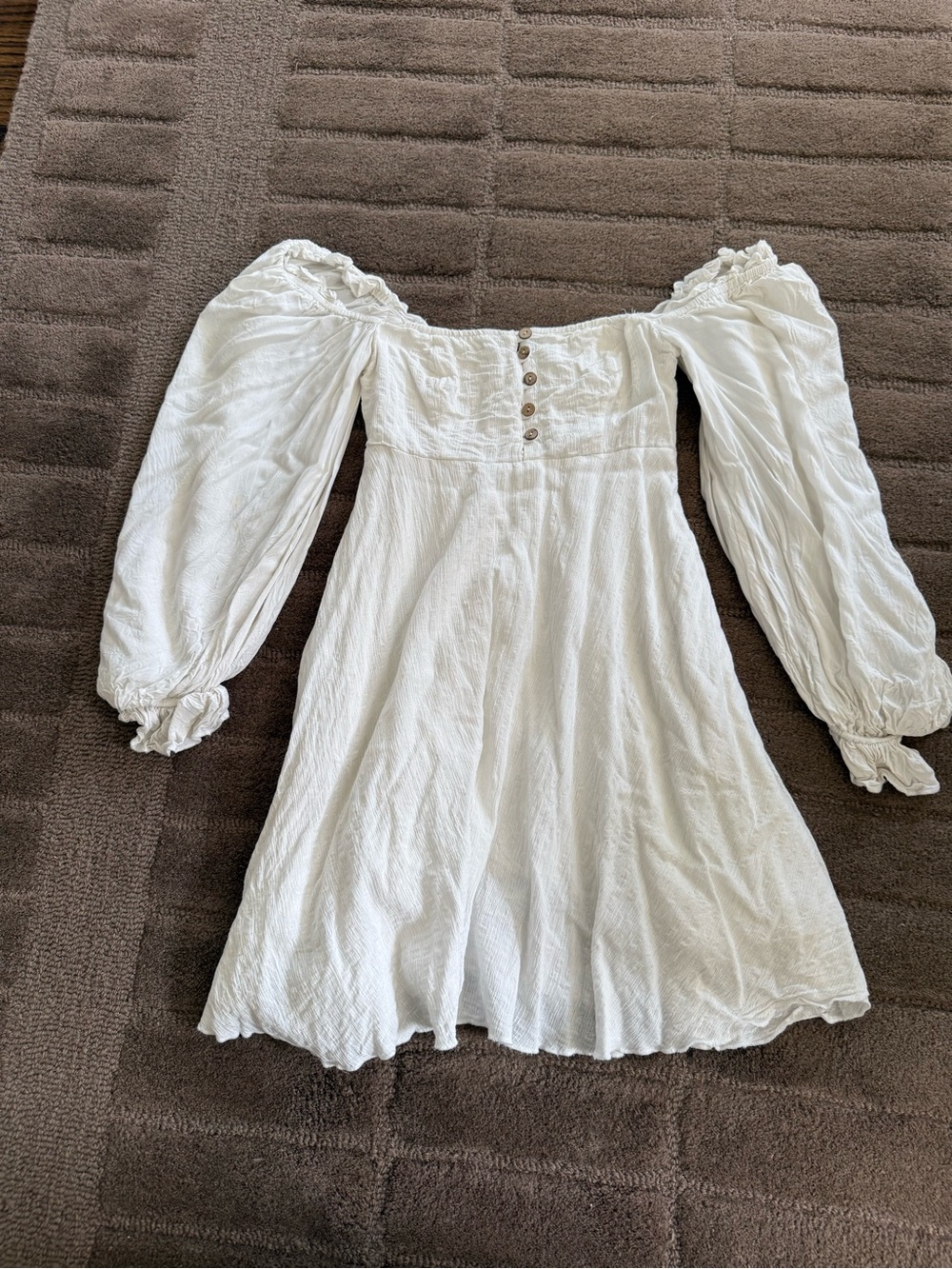 Lulu's Cream Smocked Off Shoulder Mini Dress